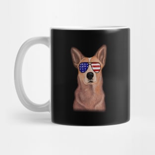 Funny Shepered Dog waring Shades USA Flag Mug